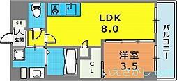 KMS新生水木通 5階1LDKの間取り