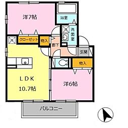 ロイヤルガーデンE 2LDKの間取図画像