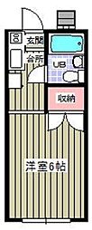 京王線 百草園駅 徒歩8分の賃貸アパート 1階ワンルームの間取り