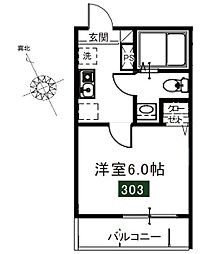 メディア中野島 1Kの間取図画像