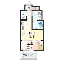 テラ堺市駅 6階1DKの間取り