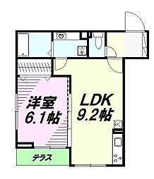 D-room西平山B 1LDKの間取図画像