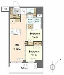 プレミスト月島 12階1SLDKの間取り