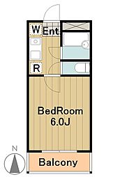多摩都市モノレール 大塚・帝京大学駅 徒歩5分の賃貸マンション 2階1Kの間取り