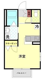 ヴィラ坂本 1階ワンルームの間取り