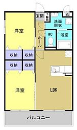 Ｂｌｉｓｓ小池原 2階2LDKの間取り
