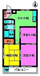 ハイゴールドマンション 1階3DKの間取り
