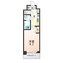 プレサンスTHEKYOTO東福寺WEST 1Kの間取図画像