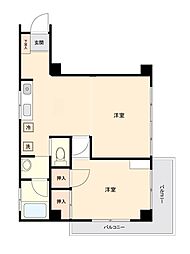 JR山手線 新宿駅 徒歩5分の賃貸マンション 2階1LDKの間取り