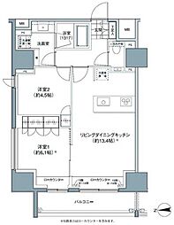 パークハビオ東中野 11階2LDKの間取り