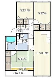 INOVE松戸六高台B 2階3LDKの間取り