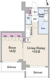 パインコート恵比寿 302 3階1LDKの間取り