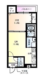 フジパレス高井田VI番館 1LDKの間取図画像