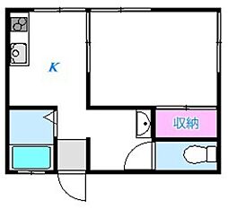 コーポ松敬 1Kの間取図画像
