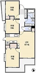 二の坂シティハウス 3LDKの間取図画像