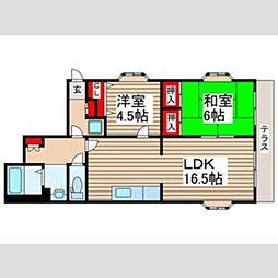 リ・ブート南流山 1階2LDKの間取り