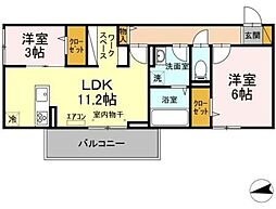 プランドールC 2LDKの間取図画像