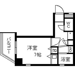 シティマンション大橋南No.10 ワンルームの間取図画像