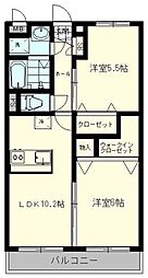 アバンツァートコルソ吉川美南 2LDKの間取図画像
