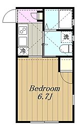 相鉄本線 さがみ野駅 徒歩18分の賃貸アパート 2階1Kの間取り