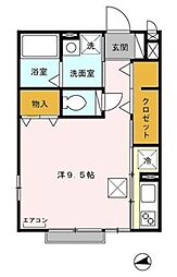 ミストグラス 1階ワンルームの間取り