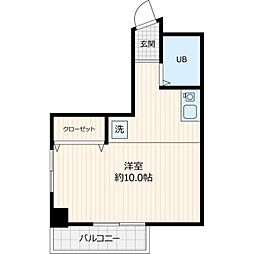 JR総武線 船橋駅 徒歩4分の賃貸マンション 3階ワンルームの間取り