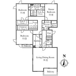 フォレストテラス松濤 2階3LDKの間取り