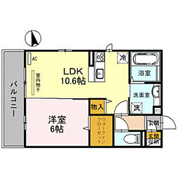 コーポTE 1階1LDKの間取り