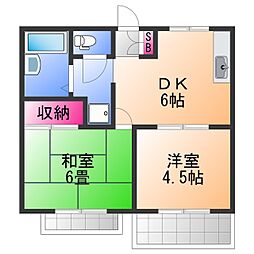 サニーコート泉佐野南棟 2DKの間取図画像