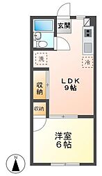 ハックベリーハイツII 3階1LDKの間取り