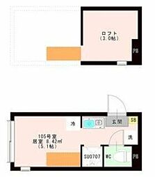 ＯＴＡＳ 代田橋 1階ワンルームの間取り