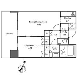 六本木グランドタワーレジデンス 1LDKの間取図画像