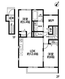 アムールSIII 2階2SLDKの間取り