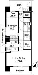 Brillia ist 三軒茶屋 ブラッサムテラス 3階1LDKの間取り