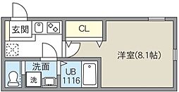 レピュア北千住レジデンスIII 2階1Kの間取り