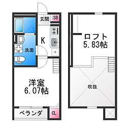 鳳　陽光館 1階1Kの間取り