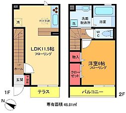 カーサ セグーラ 2階1LDKの間取り