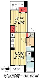 都営新宿線 篠崎駅 徒歩16分の賃貸アパート 3階1LDKの間取り