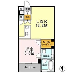 カスタリア目黒長者丸 1LDKの間取図画像