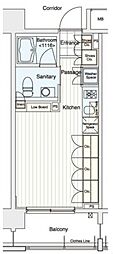 イプセ多摩川緑地 ワンルームの間取図画像