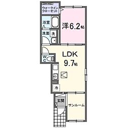 リエール 1階1LDKの間取り
