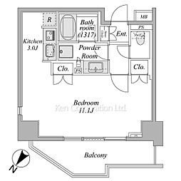 ノーブル代々木上原 ワンルームの間取図画像