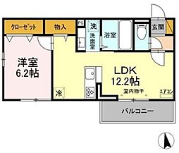 アトリエール松戸 1LDKの間取図画像