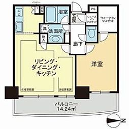 クレッセント川崎タワー 1LDKの間取図画像