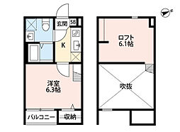 choros 1Kの間取図画像