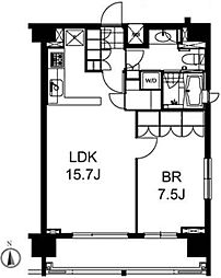 芝ウエスト 10階1LDKの間取り