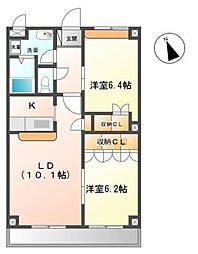 コンテント 2LDKの間取図画像
