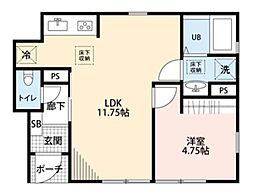 リーブルファイン岩槻本町 1階1LDKの間取り