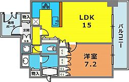 リーガル神戸下山手 9階1LDKの間取り