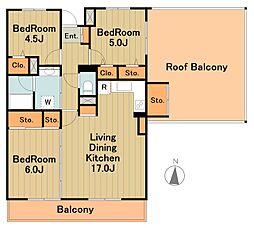 京王動物園線 多摩動物公園駅 徒歩5分の賃貸マンション 6階3LDKの間取り